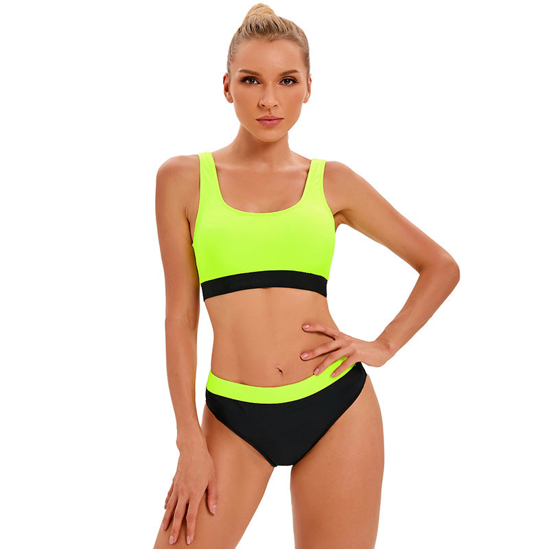 Color Matching Sports Split Swimsuit Women Conservative Backless Bikini Swimsuit Bella Mia